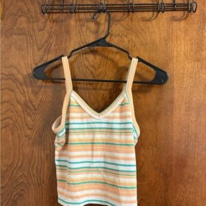 Striped Peach and Green Women's Top